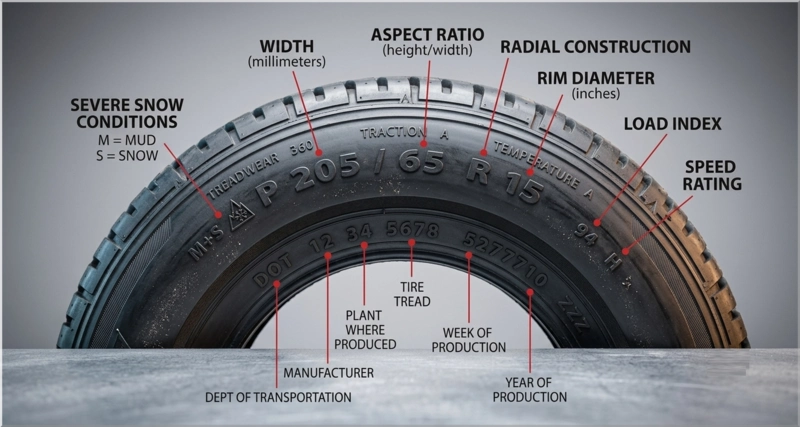 size, speed rating, and load rating