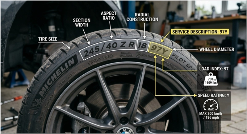 size, speed rating, and load rating