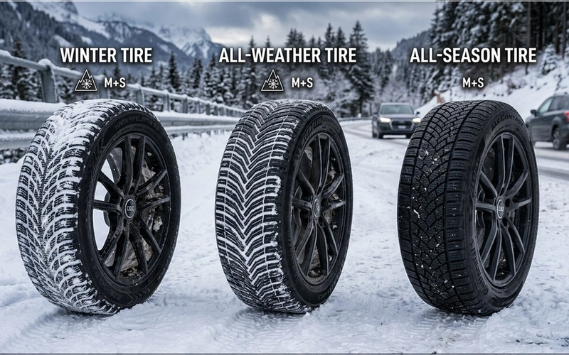 Winter tires vs all-season tires vs all-weather tires
