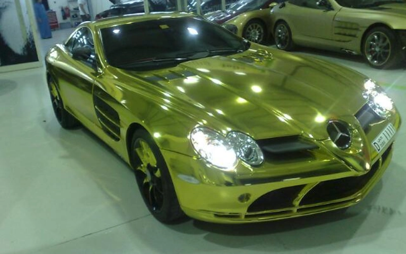 Gold Mercedes SLR McLaren - Exotic Cars