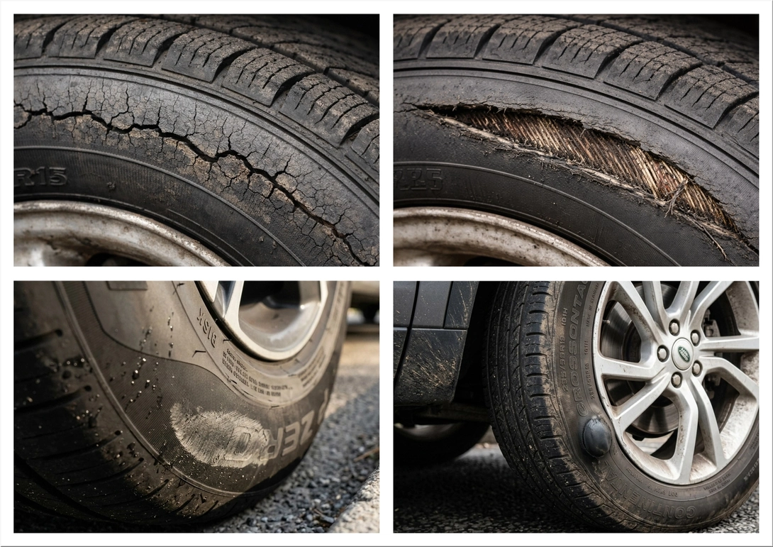 Tire sidewall damage: safe vs unsafe (visual guide)