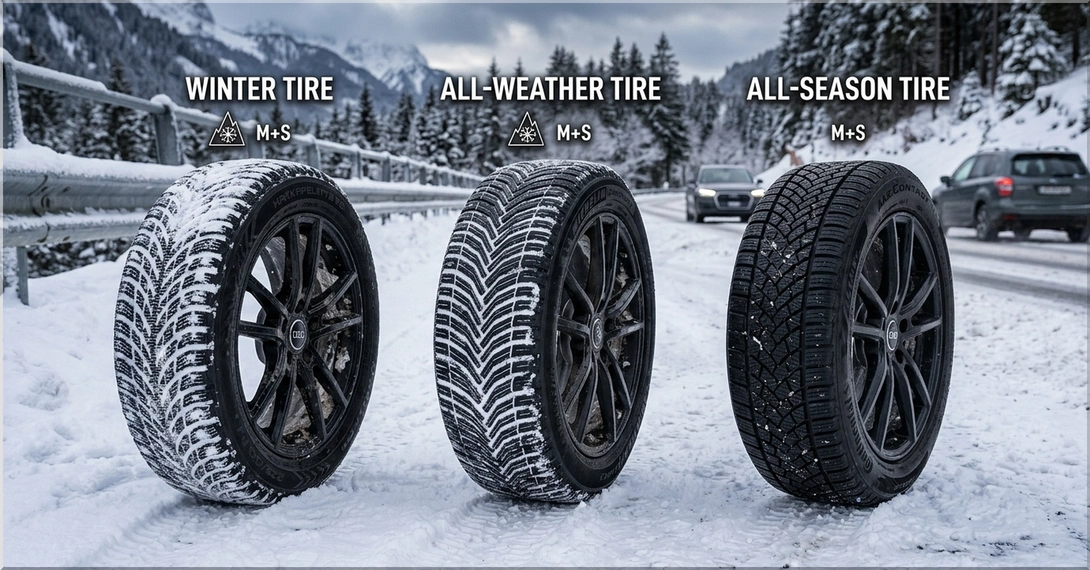 Winter tires vs all-season tires vs all-weather tires